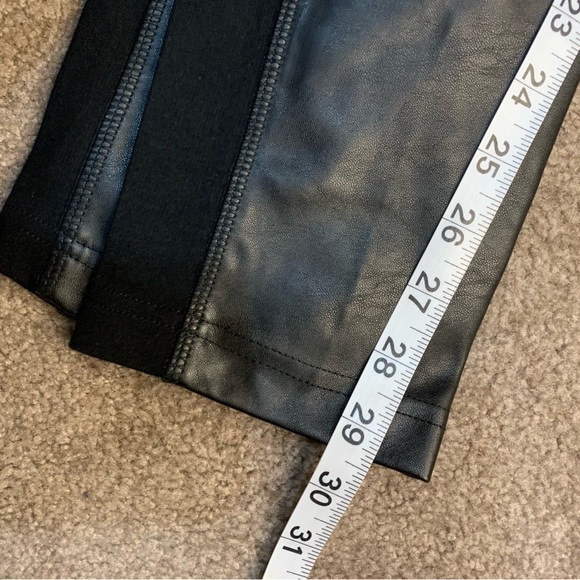 INC Sz6 black leather front and back with legging side pull on stretch leggings - Picture 6 of 6